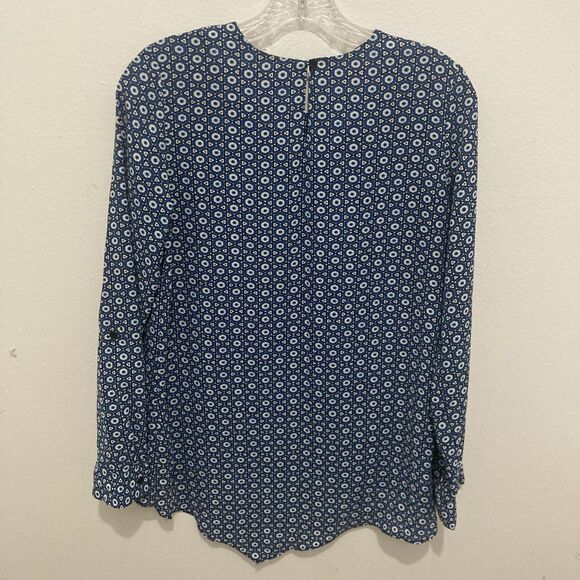 THE LIMITED black white blue geometric scoop neck hi-low hem pullover top XS - Picture 8 of 9